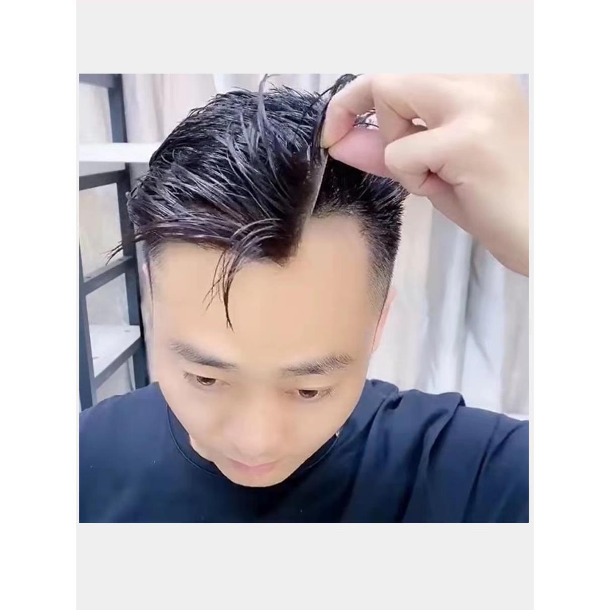 假发男士发际线假发贴前额补发片真发全手织隐形无痕生物头皮刘海