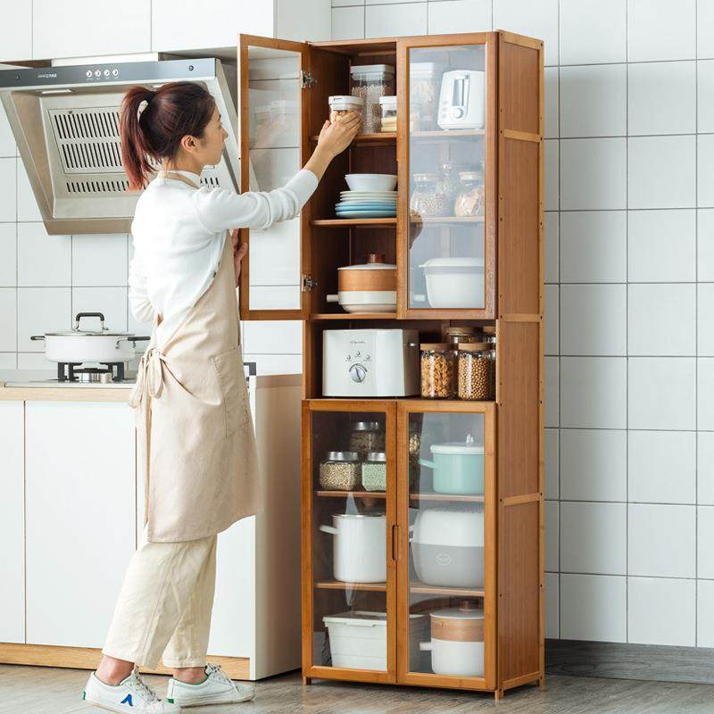 厨房小碗盘收纳柜置子带门多层物架厨具餐具3储物TT653281柜夹缝