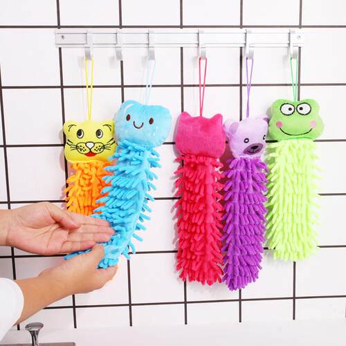 Creative Cartoon Animal Head Hand Towels, Chenille Hanging H