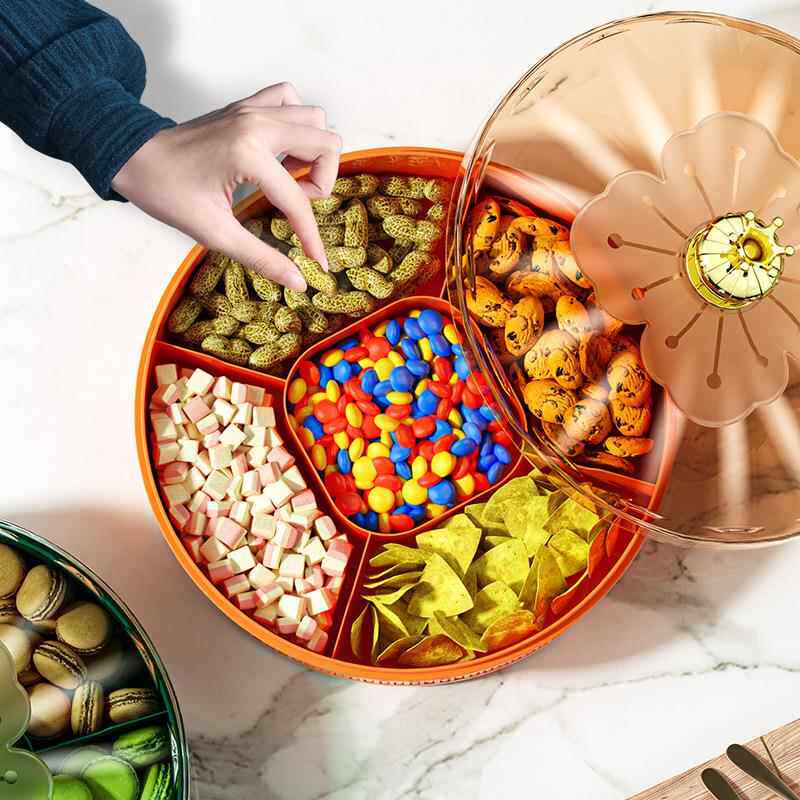 干果盒家用中式红色高颜值水果盘带盖婚礼客厅零食多层分格糖果盒