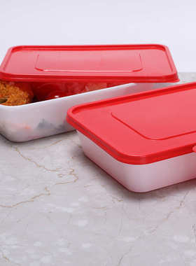 饭盒学生塑料pp一次性白色便当盒盒加厚密封 双格外卖打包500ml