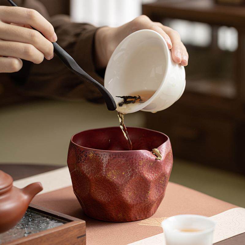 纯手工铜壶承复古大号紫砂壶托蓄水茶台紫铜建水茶洗干泡台茶具