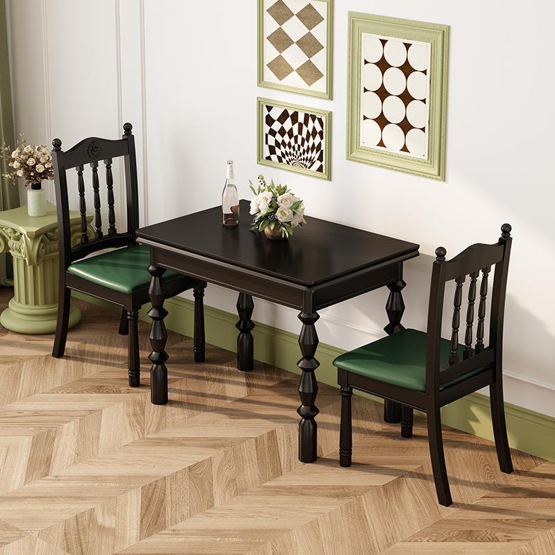 美户式全木功实折叠餐桌黑色小型家用省空WDR间网红伸缩多能轻奢