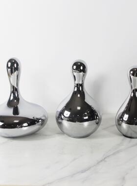 现器代简约欧式银水5519玻璃花花瓶摆件样色板房售楼滴处客厅软装