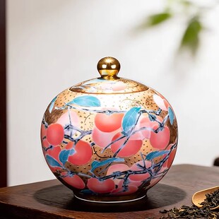 999真金事事如意茶叶罐 省大师肖建辉手绘密封罐子茶器高档摆件