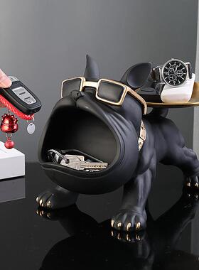 入户门口家放钥匙收摆件客厅轻550D礼奢鞋柜玄关托盘斗牛犬纳搬装