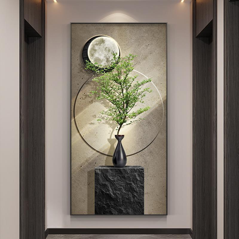 网红进门墙一壁大芬油画村厅装饰画的进户客对玄正门关挂画入户绿