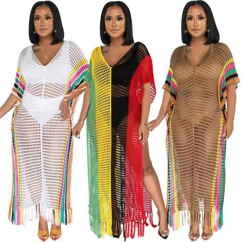 women for skirt beach matching color tassel knitted
