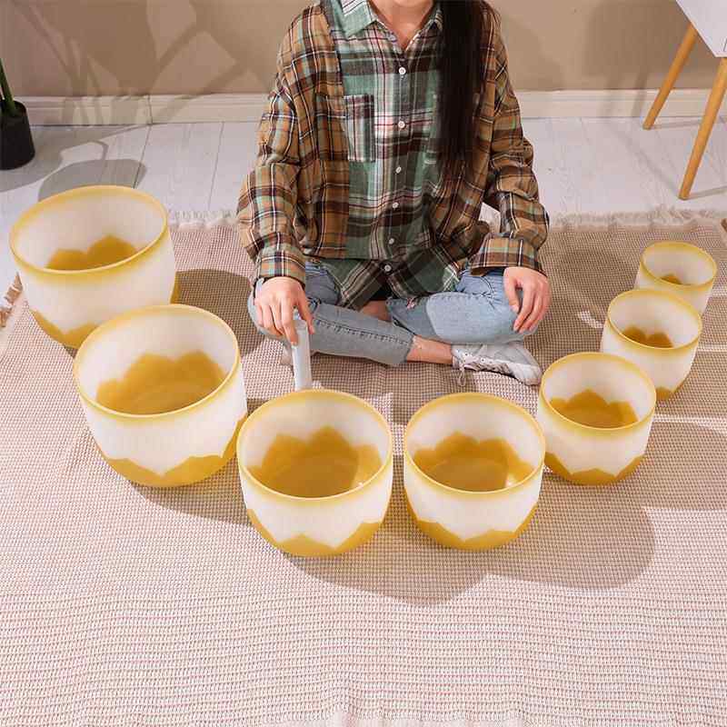 324hz专CBJ业级疗准音金色莲花6-14英寸钵水晶音冥想音水晶音乐碗