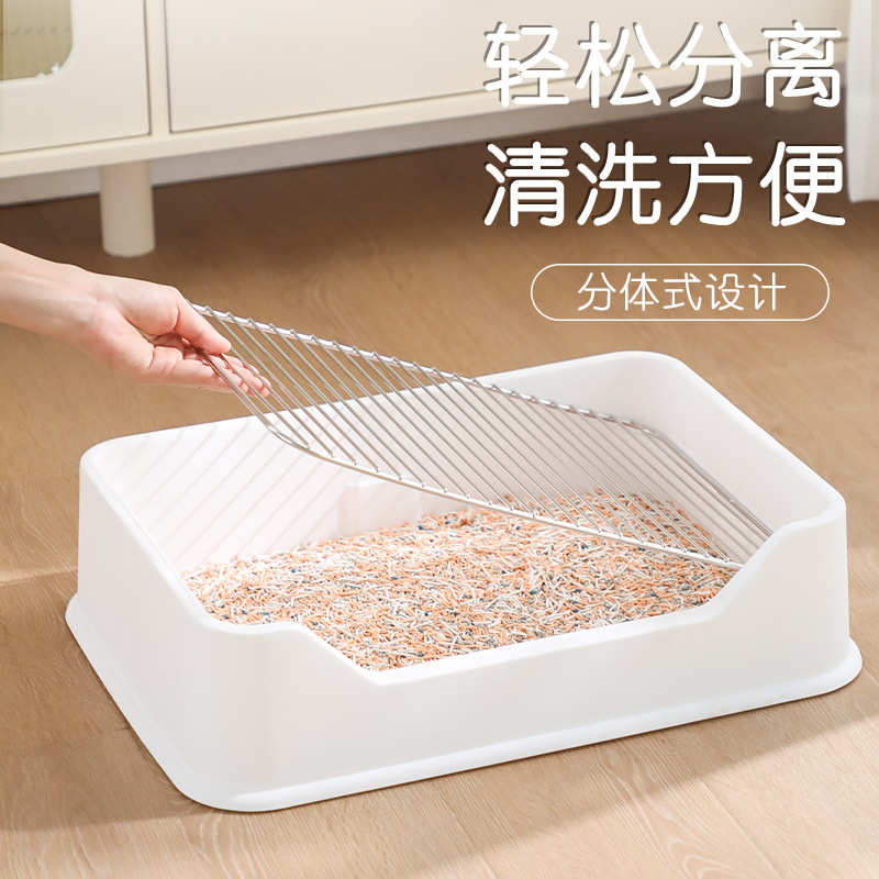 狗厕所狗砂盆不锈钢网防踩屎尿狗屎盆带挡板中小型犬狗尿盆狗便盆