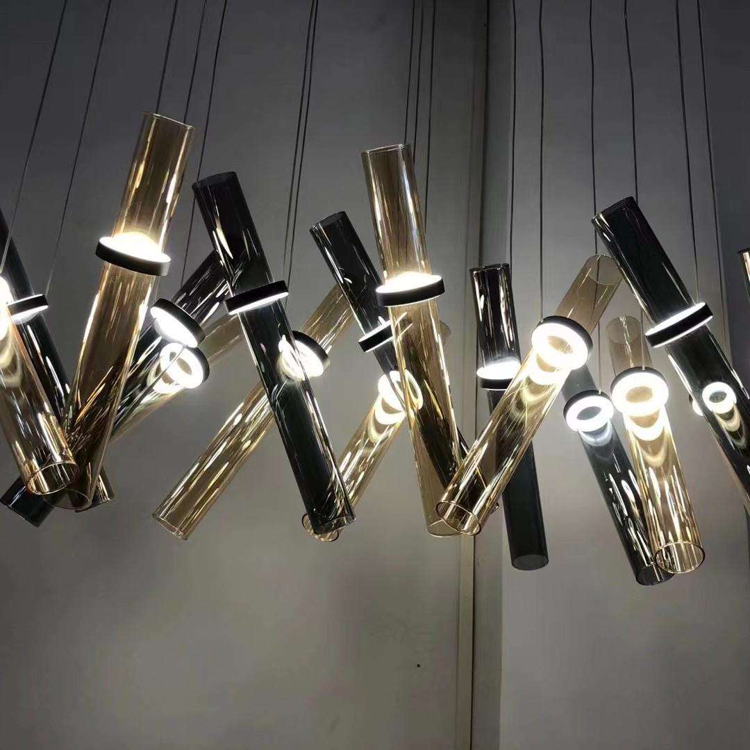 北欧玻璃管吧台设计师样板间卧室餐厅餐桌岛台服装店楼梯氛围吊灯