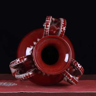 新中式摆件钧瓷三阳开泰花瓶招财开运花器家居客厅陶瓷装饰工艺品