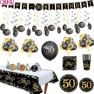 Cheers to 50 years Black Golden Balloon birthday 50 years