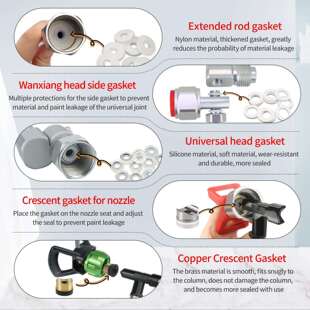 无气喷涂机配件加长杆喷嘴万向头分色垫片密封垫圈O型圈维修盒