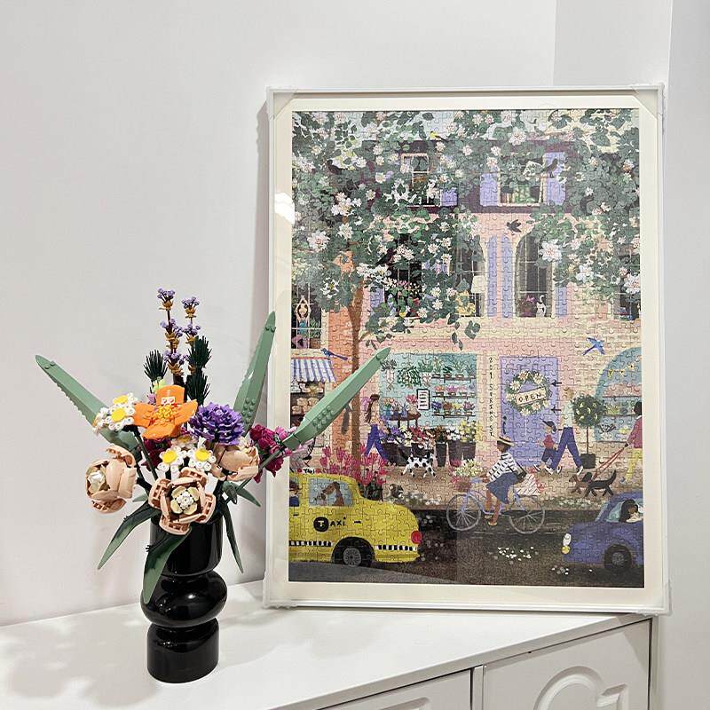 新款铝合金画 画框窄边galison5001000片相框春日街道带边框拼图