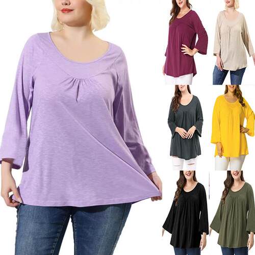 Women's long sleeved plus size top plus size