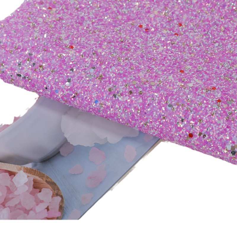 厂家供应荧光高弹格利特鞋材pu鞋子亮片闪粉饰品箱包自粘皮革面料