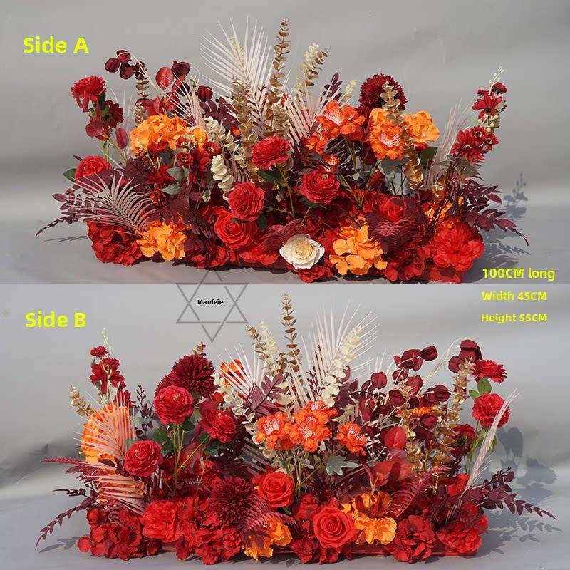 新款婚庆大花排T台地排花酒店花艺彷真路引花婚礼花艺布置装饰花