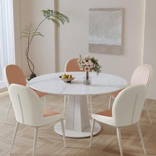 折叠现代奶BJ886白简约意饭式 油风岩板餐桌家用小户型法式 吃 包邮