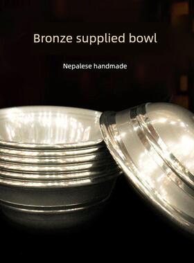 佛像前多尺寸青铜供养水杯，尼泊尔纯铜杯，供水碗，圣水杯，一套