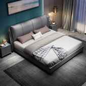 皮床代约简轻奢主卧双人床实科R153 1.8米网红 技布储物现婚床意式