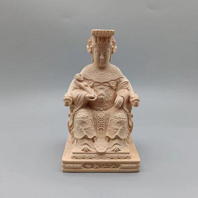 黄杨木雕湄洲妈祖摆件旅游纪念雕像办公室汽车装饰桧木像