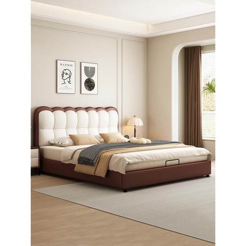 实木床法式简约家用卧室1米8双人床现代小户型1.5M单人床软包婚床