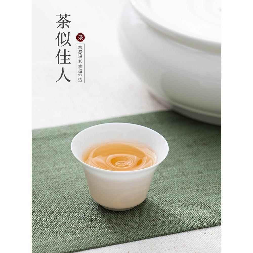 潮州薄白瓷骨瓷薄胎工夫茶杯品茗杯闻香杯功夫茶具陶瓷茶杯马蹄杯