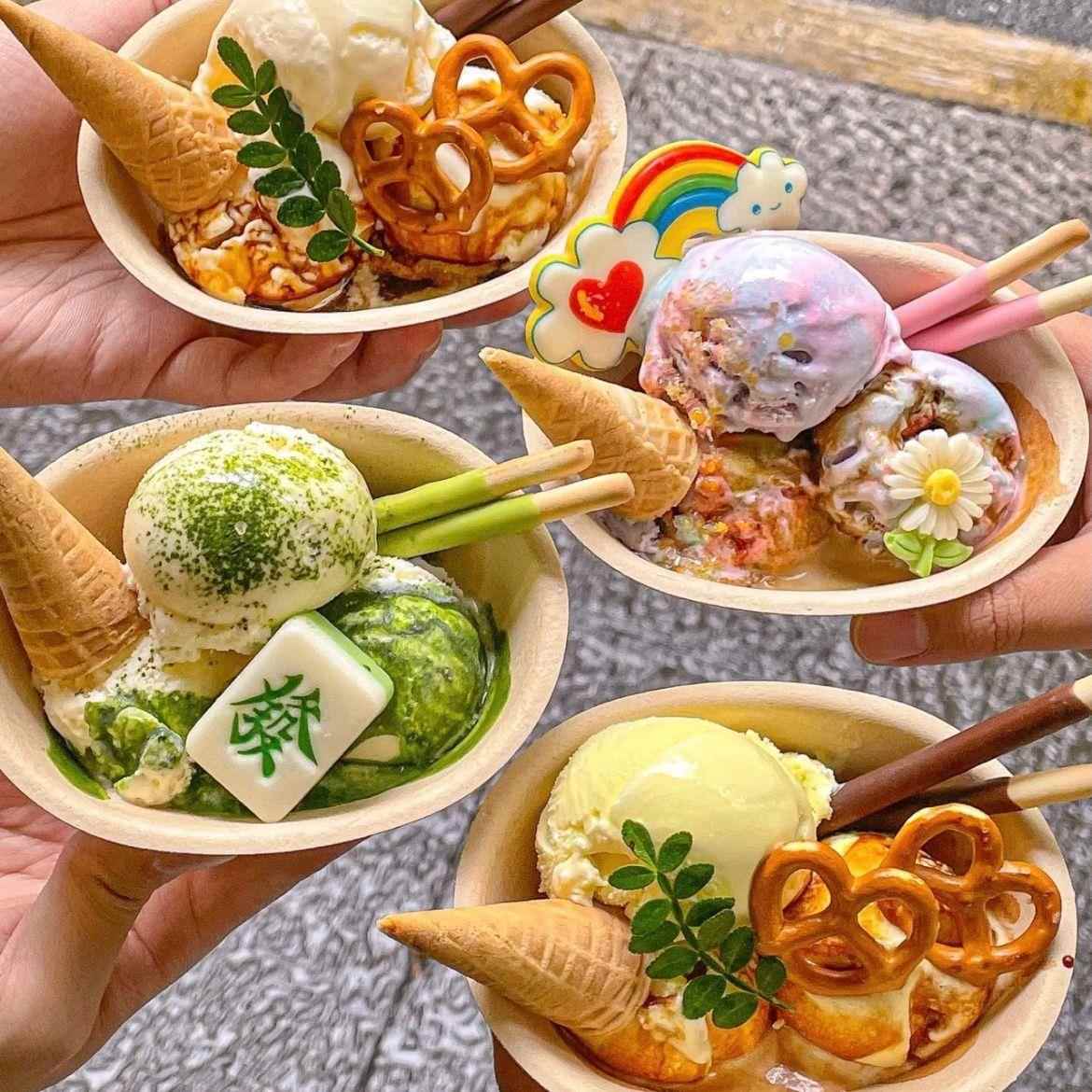 ▽冰激凌浴缸碗一次性纸碗酸奶盒子绵绵冰打包盒脆皮碗冰沙刨冰碗