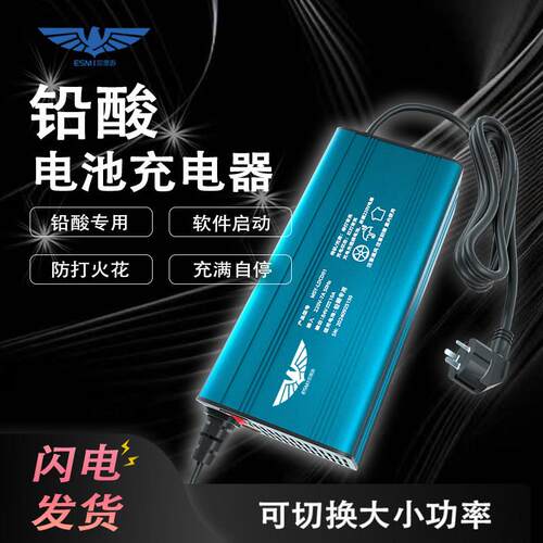 电动车三四轮车充电器新能源大功率60V100AH15A72V10铝壳铅酸