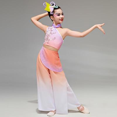 高档童岭南胶歌服演出服女童新款艺州考古典舞陆丰钱鼓民间舞蹈儿