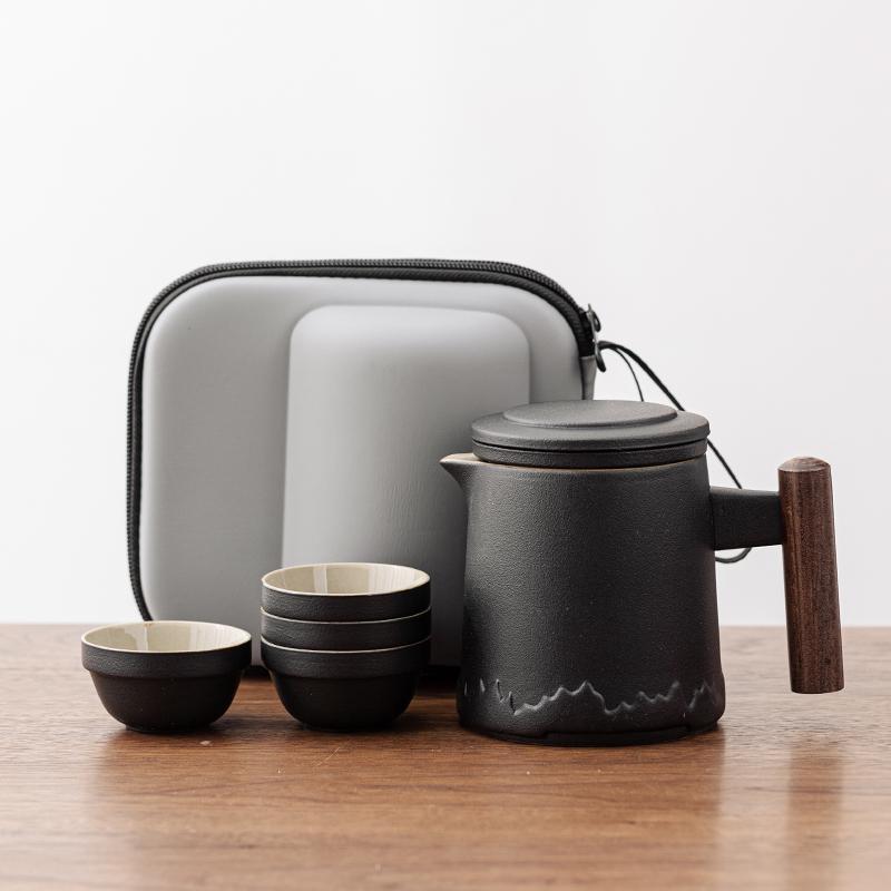 陶瓷便携式旅行功夫茶杯茶具小套装单人户外泡茶壶快客杯定 制送