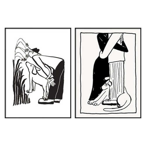 恋人抽象艺术猫咪dogcat 装饰画有趣我& 波普与挂画风壁的狗可爱