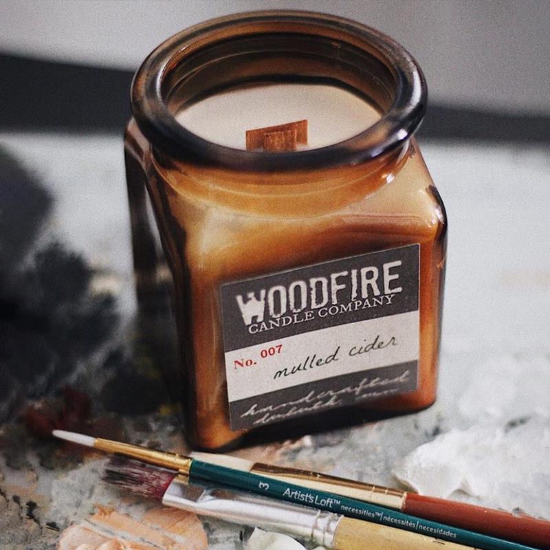 Woodfire梅森杯香薰蜡烛进口精油木烛芯室内持久扩香香氛