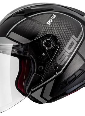 高档中国台湾SOL托车片头盔浮世绘个性开放式摩3/4四季半盔双镜O-