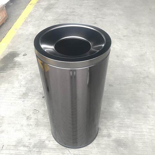 50升黑色黑金防指纹圆形直投垃圾桶影院商城禁烟果皮箱厕所手纸桶