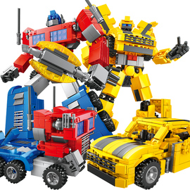 积木变形大黄蜂金刚机器人机甲，汽车人男孩子拼装玩具小学生乐高