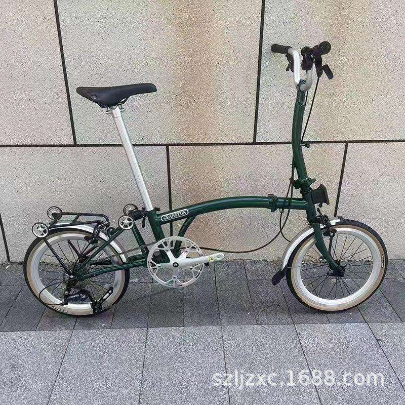 新款国产16寸小布折叠车便携户外旅行单车外9速车成人自行车