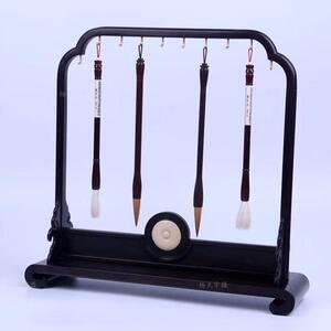 紫光檀 书卷笔架五件套 木质文房四宝工艺品摆件 厂家直销