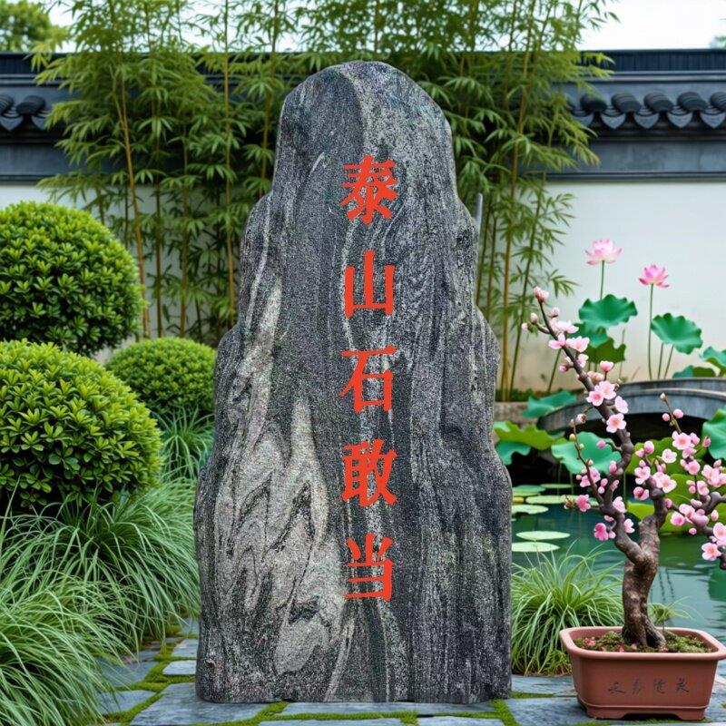 泰山石敢当室外镇宅补缺角室内庭院靠山石刻字门口化路冲原石摆件