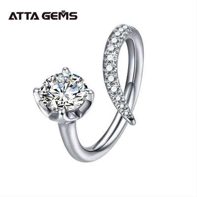 ATTAGEMS Moissanite Wedding Jewelry 925 Sterling Silver Adj