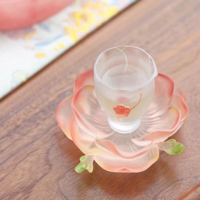 小白茶具//新园堂彩釉十二花神杯垫杯尝杯闻杯茶杯一杯一盘
