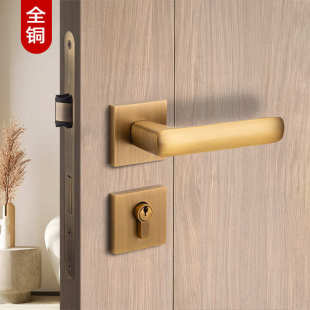 实心全铜实木门锁家用简约室内房门锁 厂家货源 分体执手机械锁具