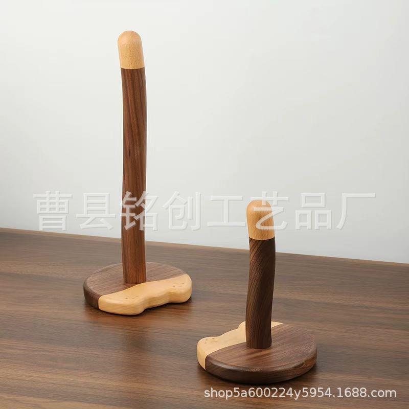 家用厨房日式纸巾架实木创意卷纸架桌面立式实木质保鲜膜收纳支架