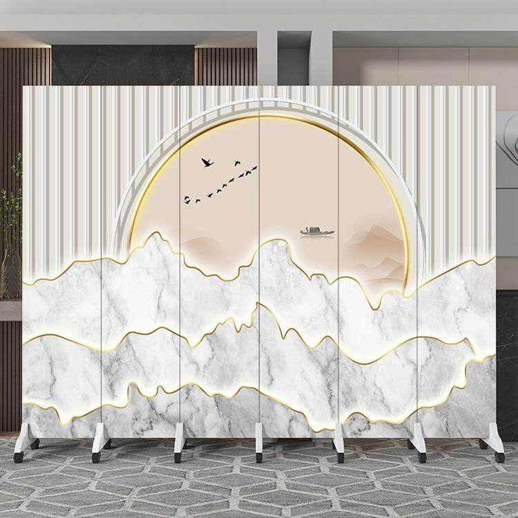 隔办室屏风断可折叠移动客厅酒遮挡店1509帘公简约现代新中式包间