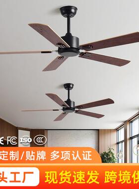 大风力黑色复古吊扇餐厅客厅家用简约无灯电风扇商用静音风扇吊灯