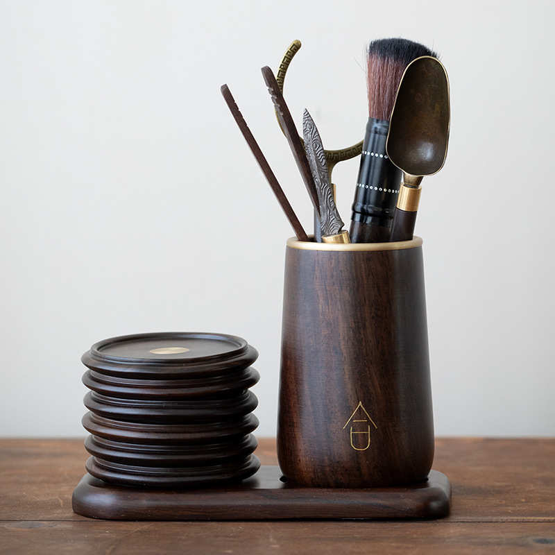 大全实木套装君子黑檀木茶具夹功夫配件茶道泡茶勺针黄铜工具六茶
