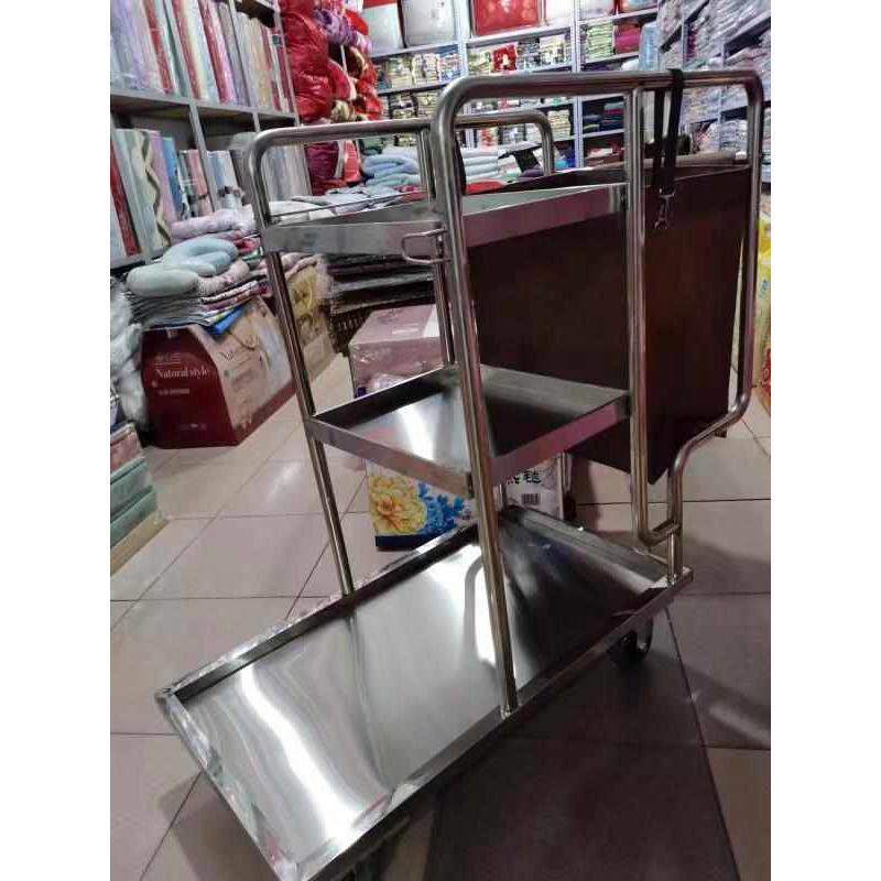 酒店清洁车加厚不锈钢多用途清洁杂物车 多功能清洁手推车保洁车