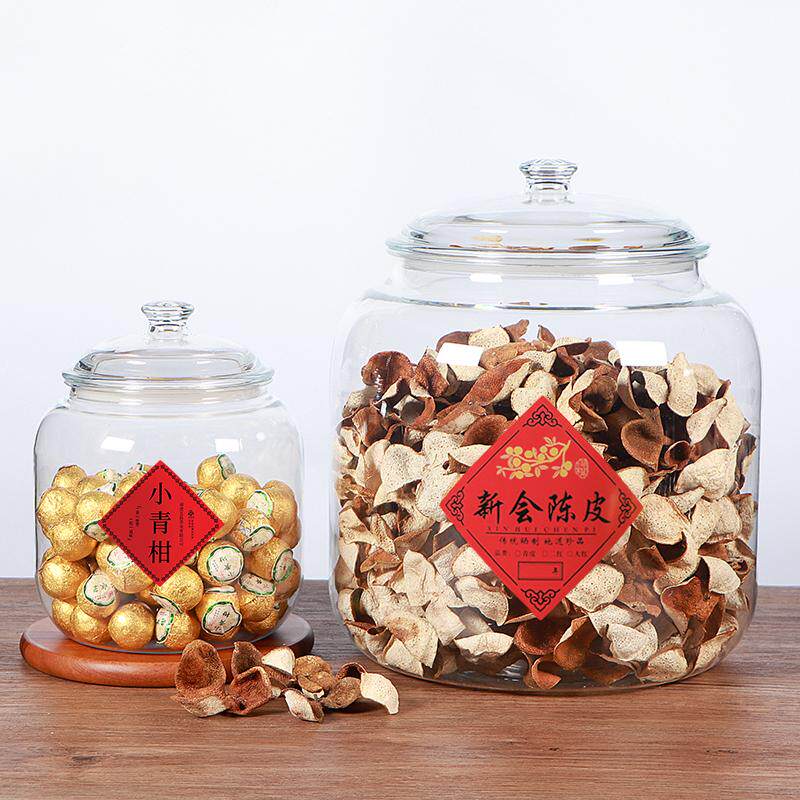 陈皮储存罐食品级透明塑料PC五谷杂粮面粉鱼胶花胶保存专用密封罐