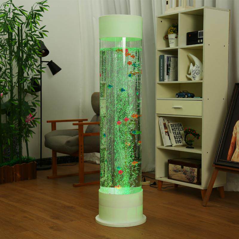圆柱形大型立式家用落地水族灯客厅装饰气泡鱼变色灯